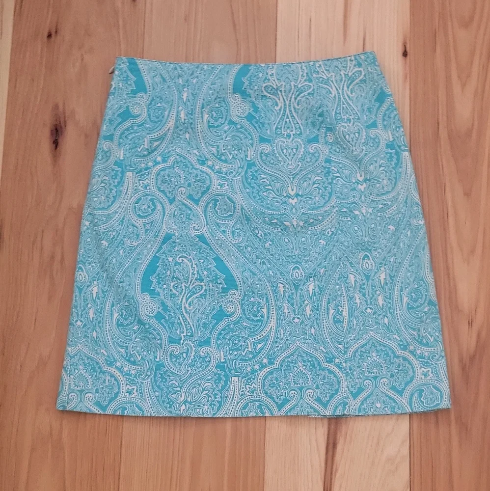 Talbots, Elegant Blue Paisley Skirt - Picture 1 of 3